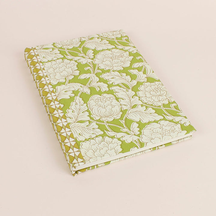 Handmade A5 Notebook - Green Tulip