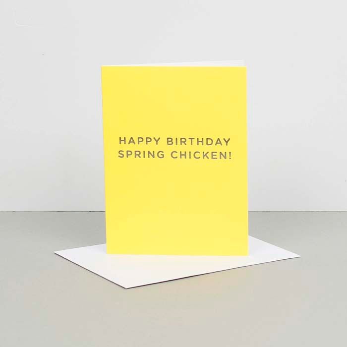 Happy Birthday Spring Chicken Card - Green Tulip