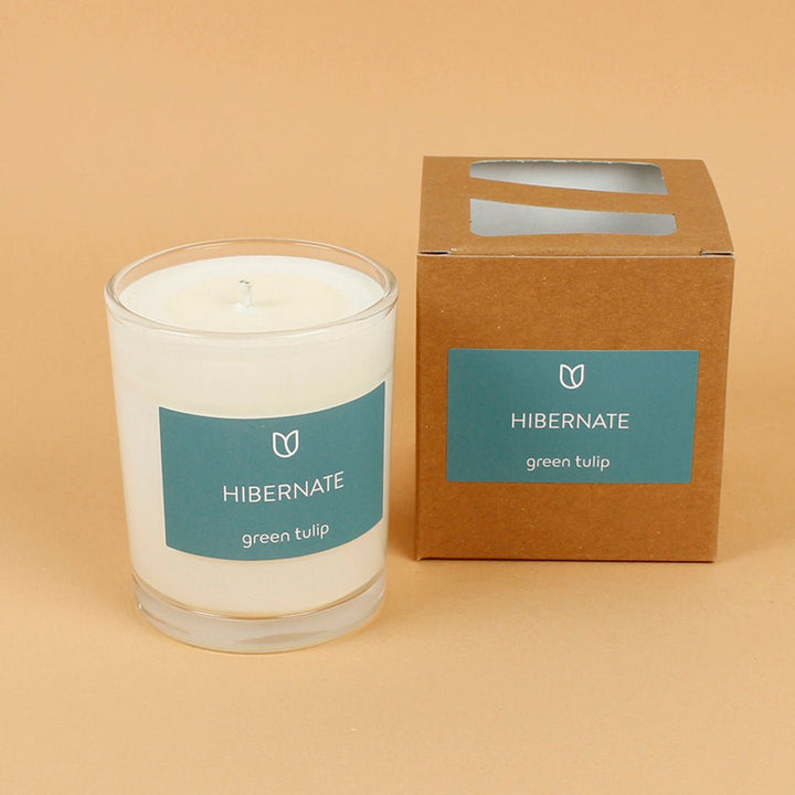 Hibernate Clear Glass Candle - Boxed - Green Tulip