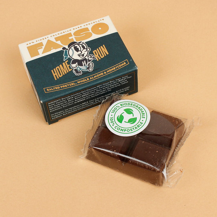 Home Run 60% Dark Chocolate Bar - Salted Pretzel, Whole Almond & Honeycomb - Green Tulip