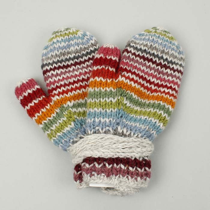 Hoxton Stripe Mittens - Green Tulip