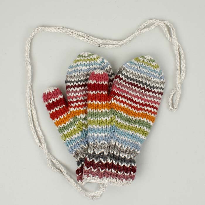 Hoxton Stripe Mittens - Green Tulip