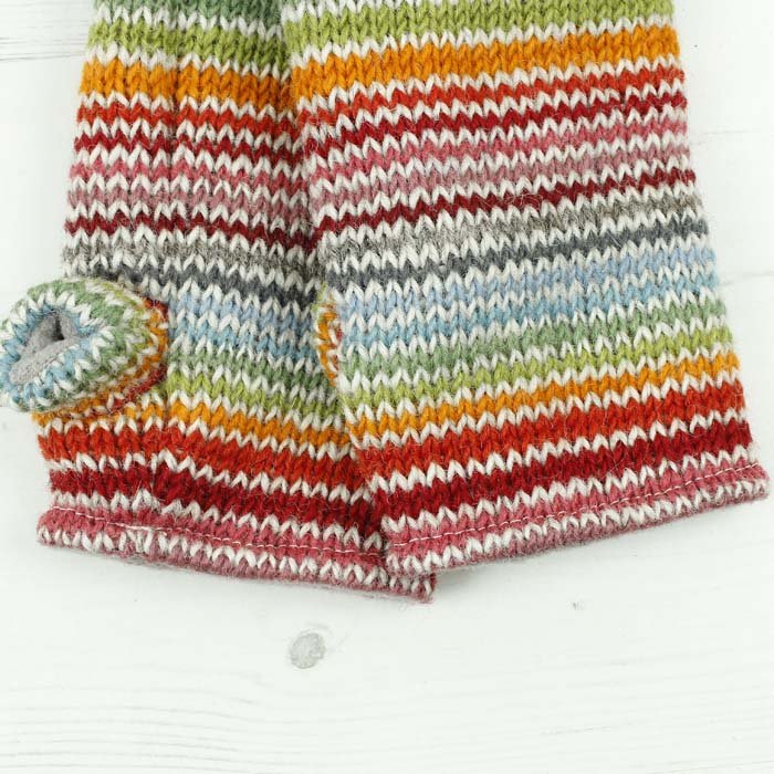 Hoxton Stripe Wristwarmers - Green Tulip