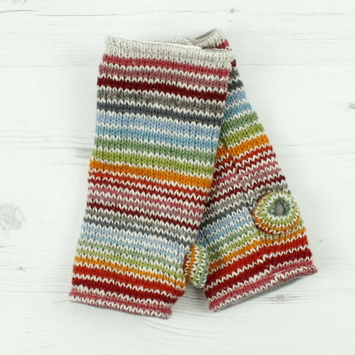 Hoxton Stripe Wristwarmers - Green Tulip