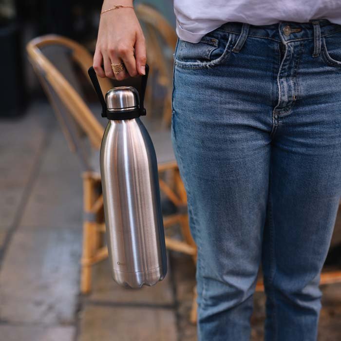 Insulated Stainless Steel Bottle - Brushed Steel - 1.5L - Green Tulip