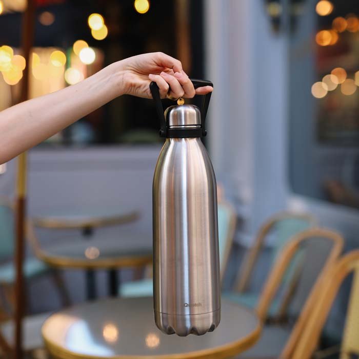 Insulated Stainless Steel Bottle - Brushed Steel - 1.5L - Green Tulip