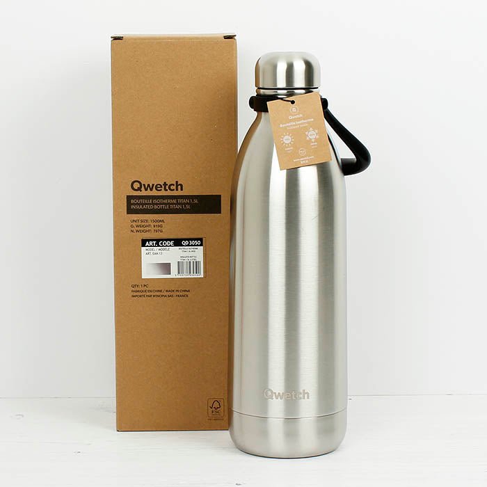 Insulated Stainless Steel Bottle - Brushed Steel - 1.5L - Green Tulip