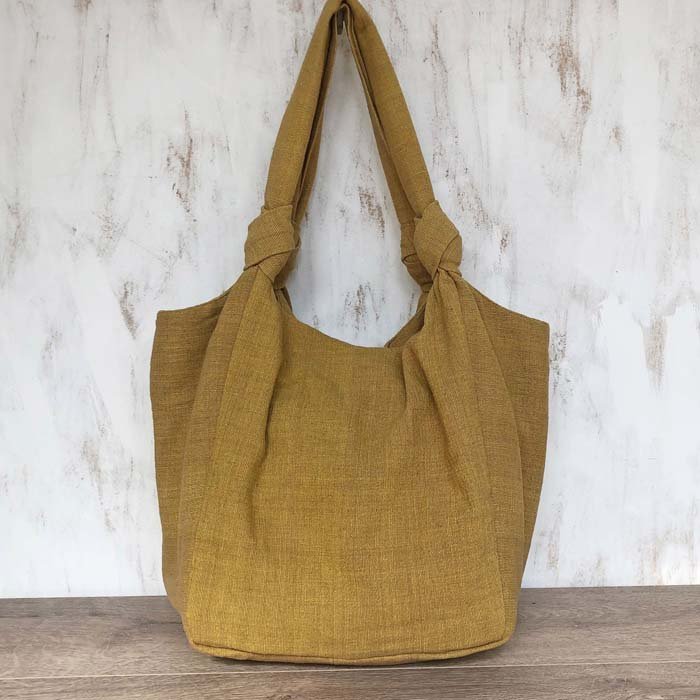 Jogi Cotton Everyday Shoulder Bag - Mustard Yellow - Green Tulip