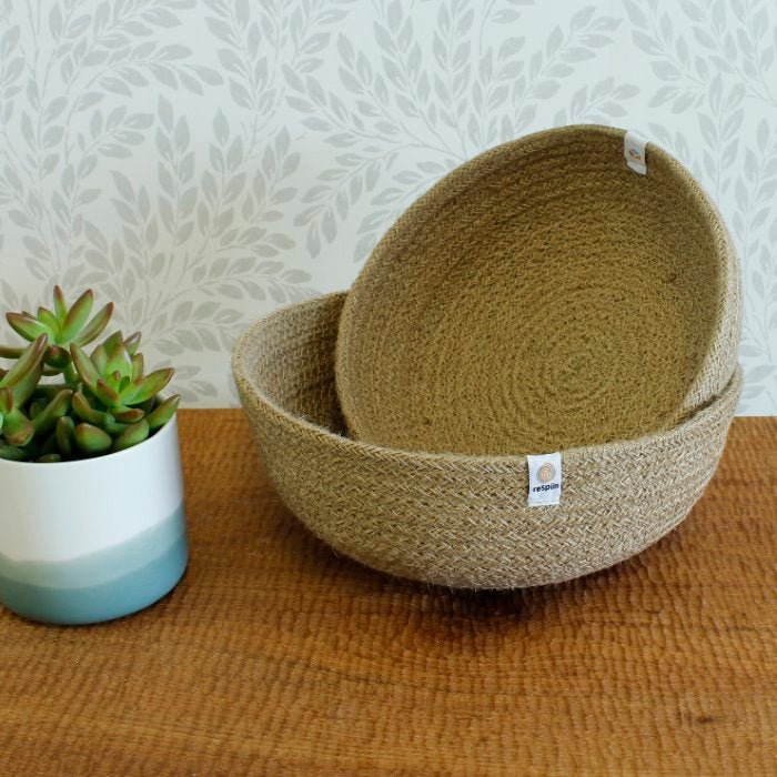 Jute Bowl Natural - Large - Green Tulip