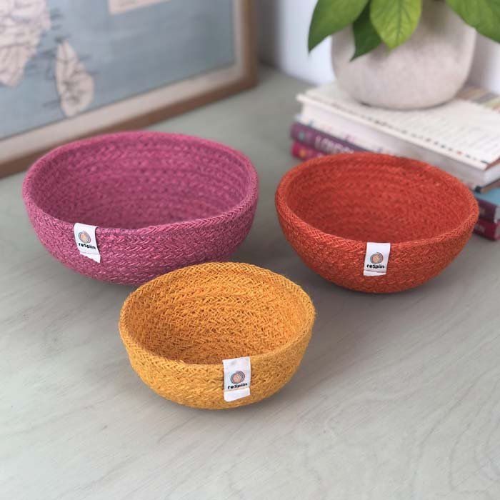 Jute Mini Bowl Set - Fire - Green Tulip