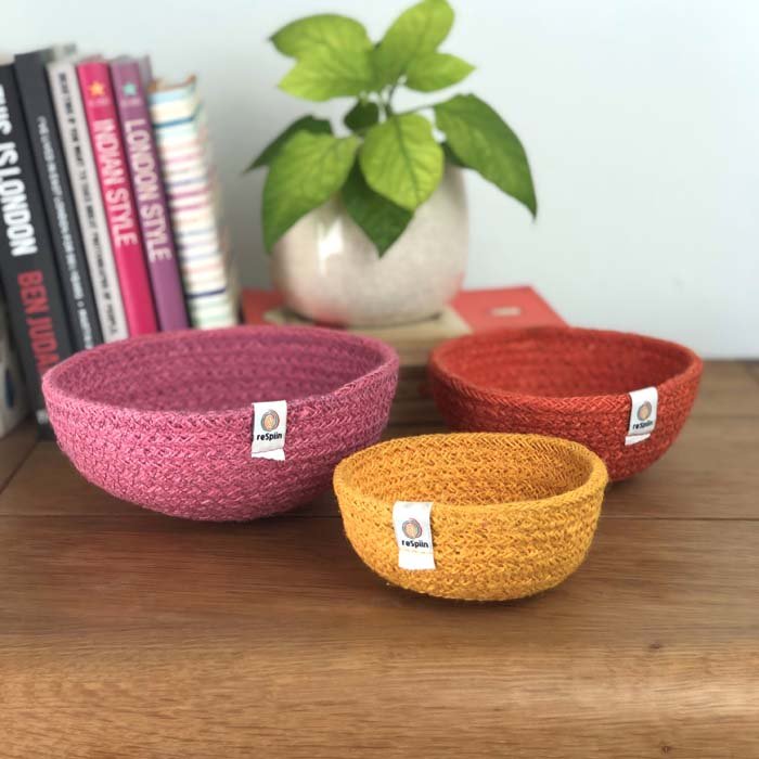 Jute Mini Bowl Set - Fire - Green Tulip