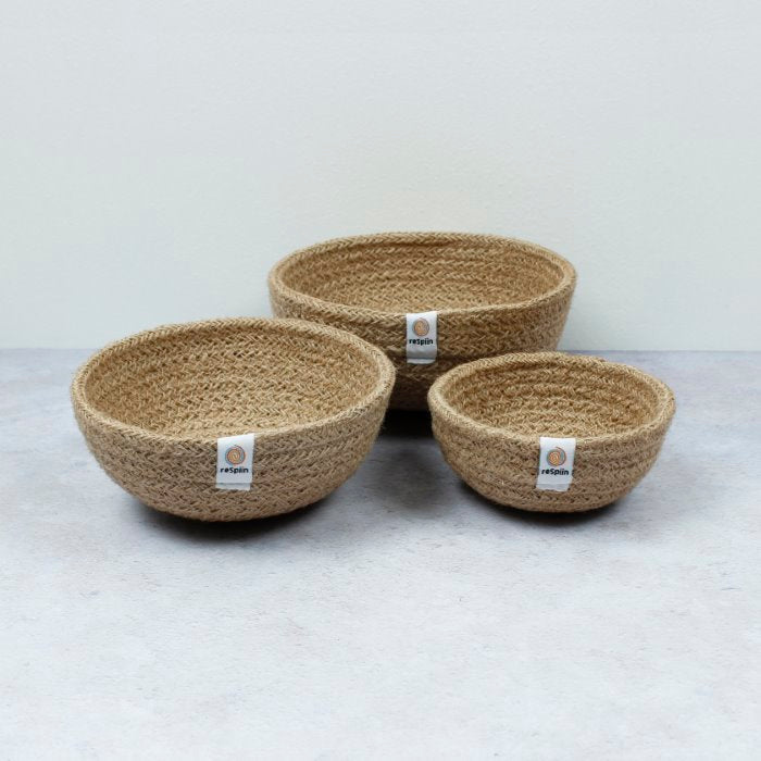 Jute Mini Bowl Set - Natural - Green Tulip