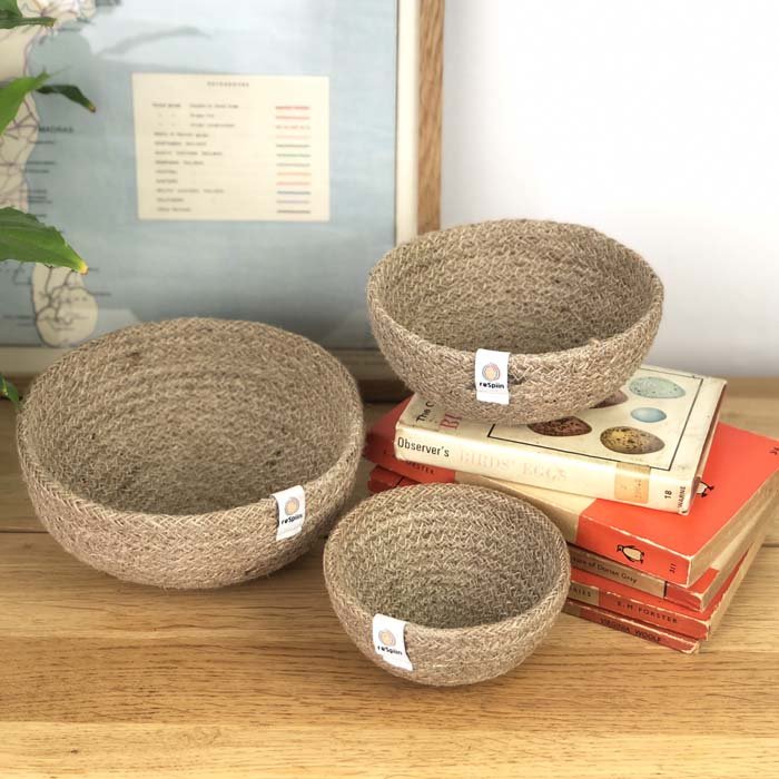 Jute Mini Bowl Set - Natural - Green Tulip