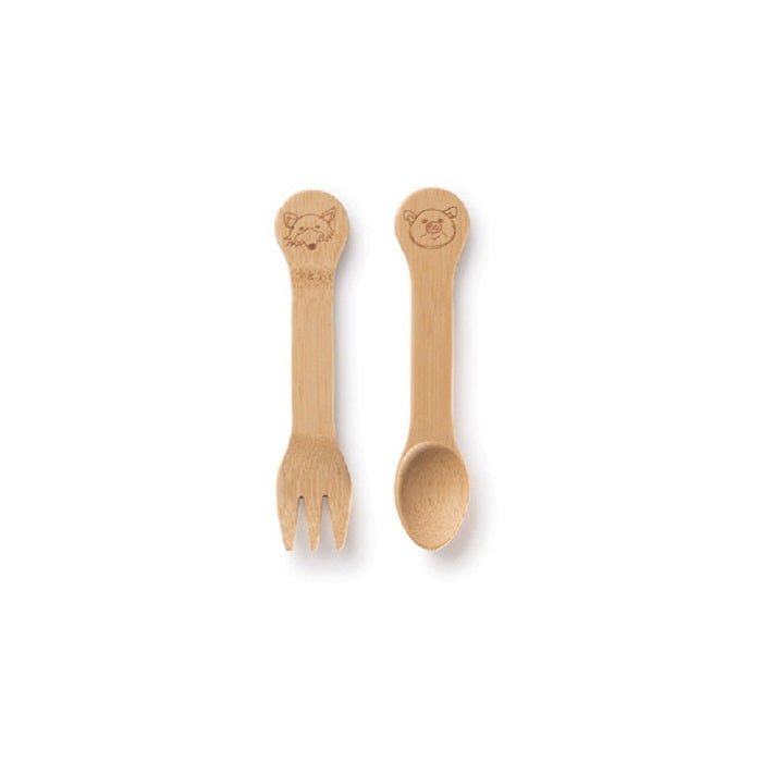 Kid's Bamboo Feeding Utensils - 18m+ - Green Tulip