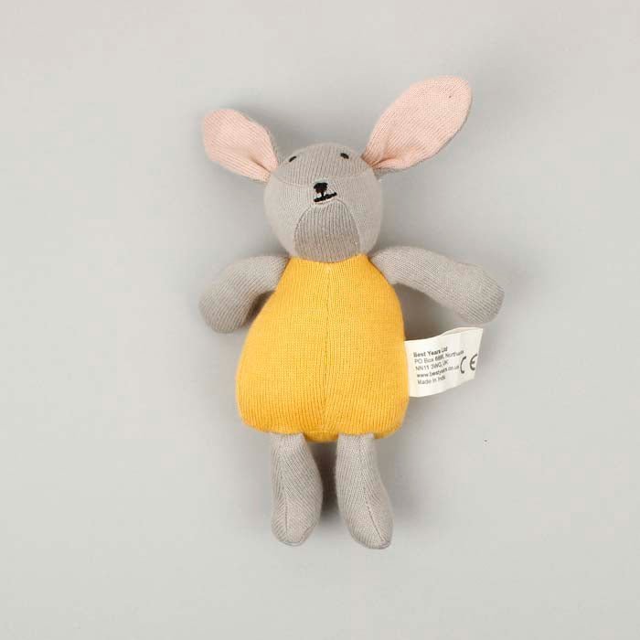 Knitted Organic Cotton Bunny - Mustard - Green Tulip