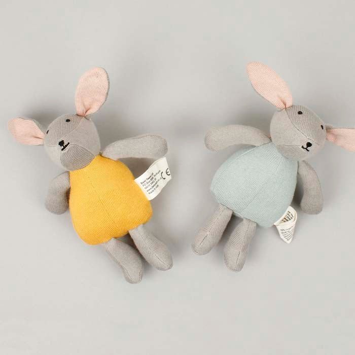 Knitted Organic Cotton Bunny - Mustard - Green Tulip