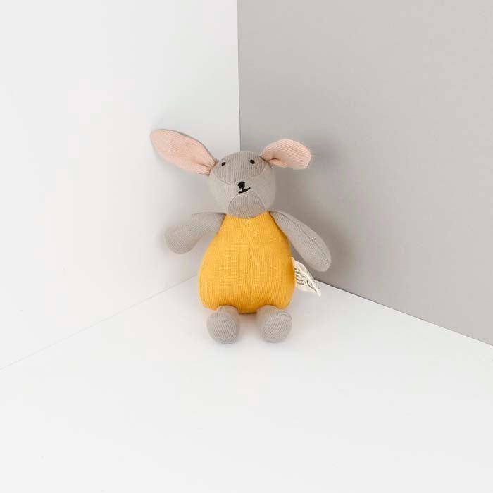 Knitted Organic Cotton Bunny - Mustard - Green Tulip