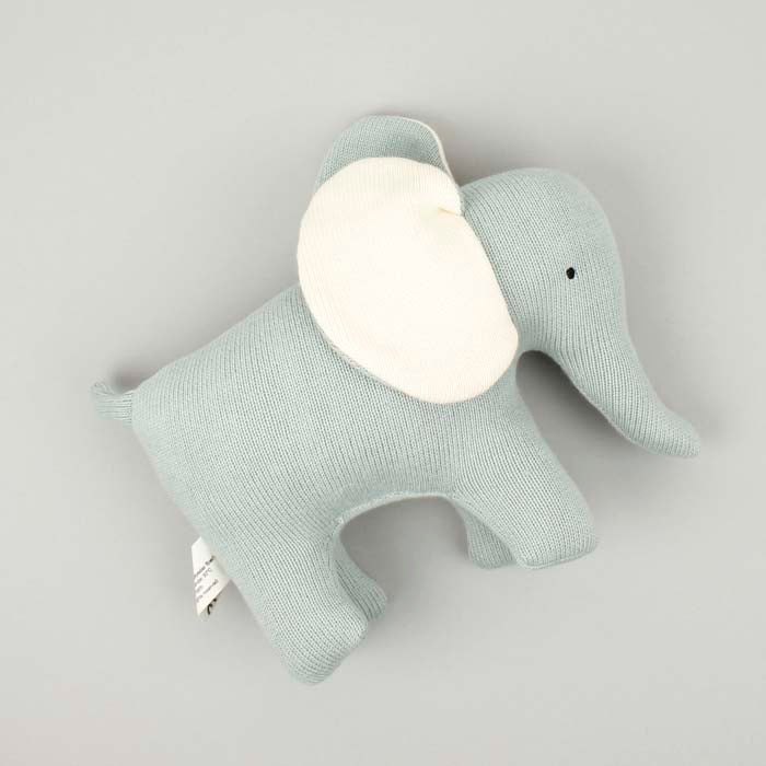 Large Knitted Organic Cotton Elephant - Teal - Green Tulip