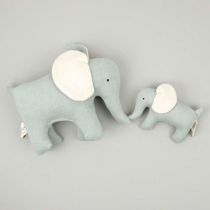 Large Knitted Organic Cotton Elephant - Teal - Green Tulip