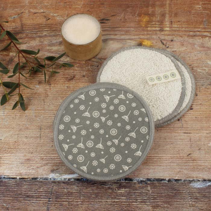 Large Organic Cotton Facial Pads - Meadow - Pack of 5 - Green Tulip