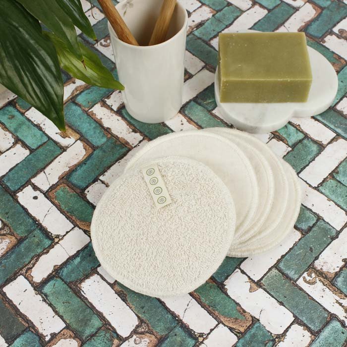 Large Organic Cotton Facial Pads - Velvet - Pack of 5 - Green Tulip