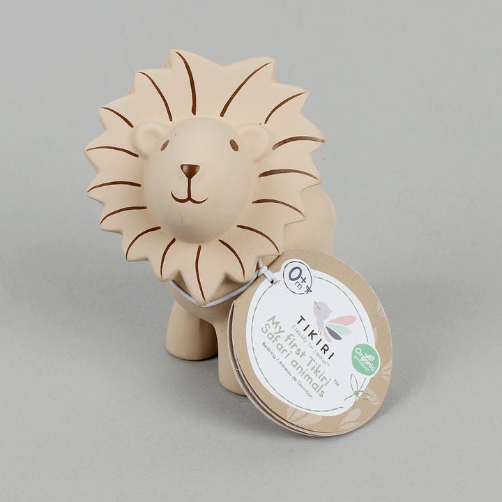 Lion Organic Rubber Teether, Rattle & Bath Toy - Green Tulip