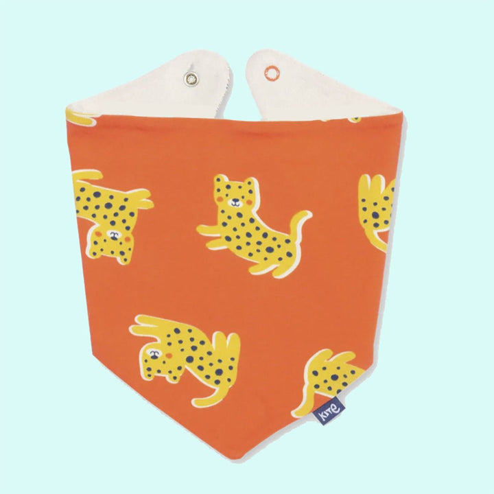 Little Leopard Reversible Bandana Bib - Green Tulip