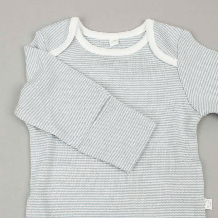 Long Sleeve Bodysuit - Blue Stripe - Green Tulip