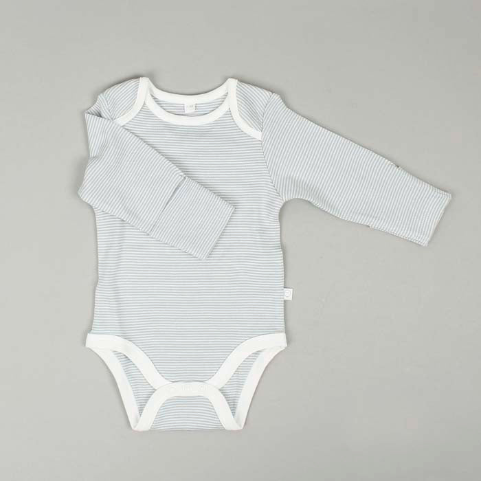 Long Sleeve Bodysuit - Blue Stripe - Green Tulip