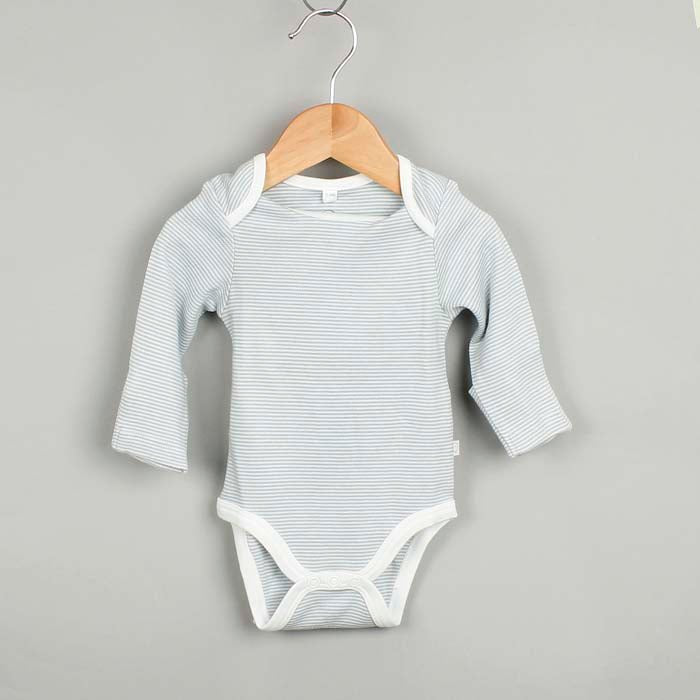 Long Sleeve Bodysuit - Blue Stripe - Green Tulip