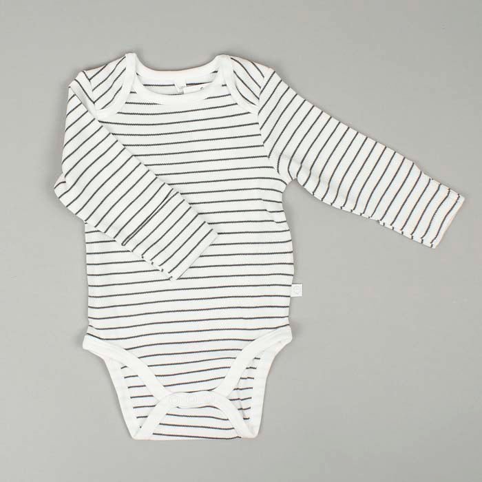 Long Sleeve Bodysuit - Grey Stripe - Green Tulip