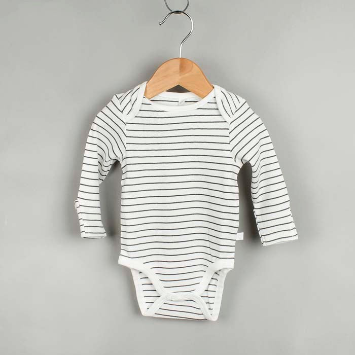 Long Sleeve Bodysuit - Grey Stripe - Green Tulip