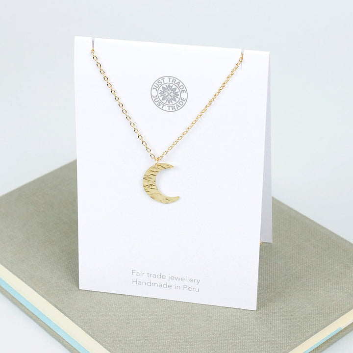 Luna Brass Moon Pendant - Green Tulip