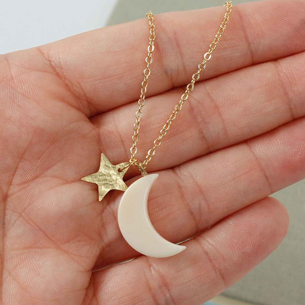 Luna Moon & Star Pendant - Green Tulip