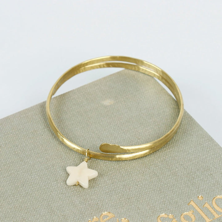 Luna Tagua Star Bangle - Green Tulip