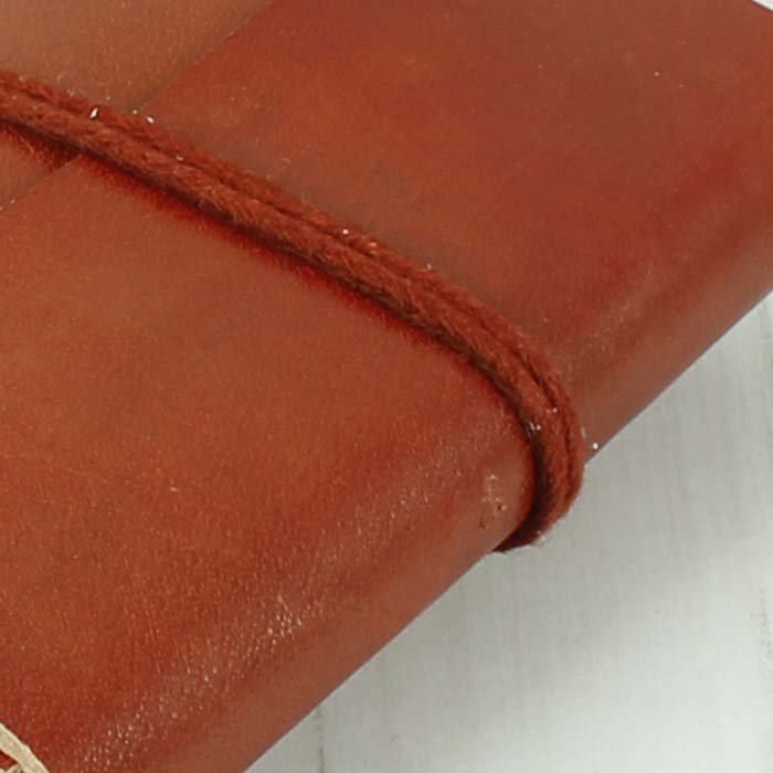 Mini Brown Leather Notebook - Green Tulip