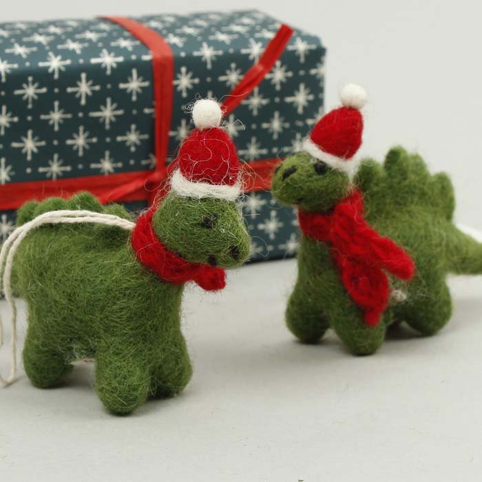 Mini Felt Christmas Diplodocus - Green Tulip