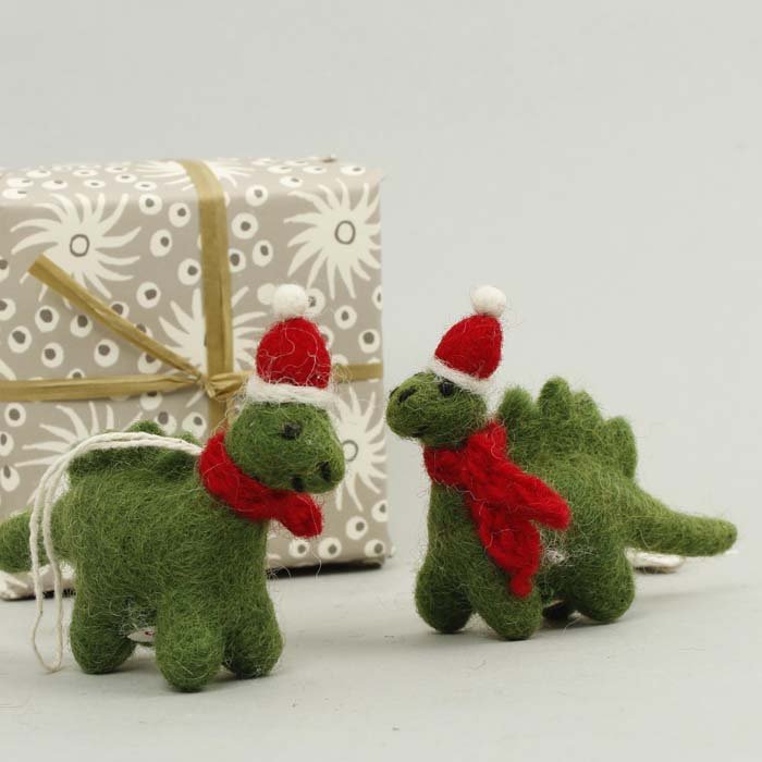 Mini Felt Christmas Diplodocus - Green Tulip