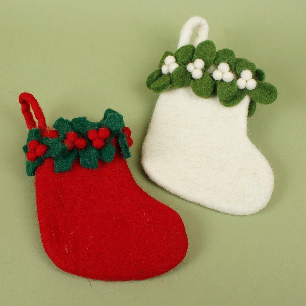 Mini Felt Christmas Stocking - Green Tulip