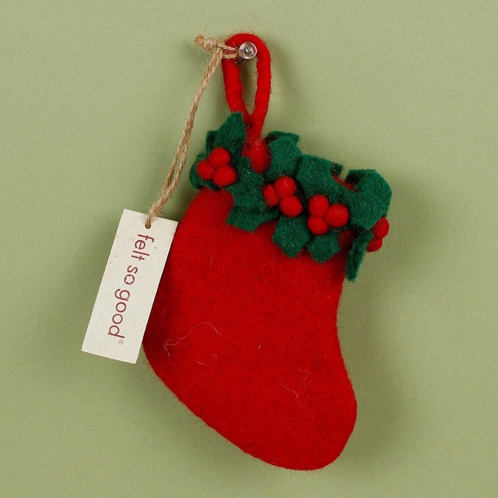 Mini Felt Christmas Stocking - Green Tulip