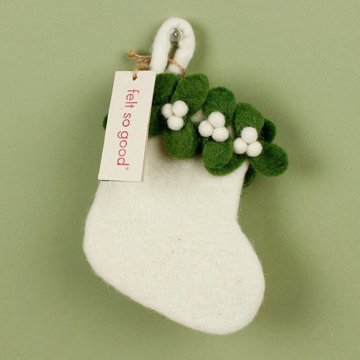 Mini Felt Christmas Stocking - Green Tulip