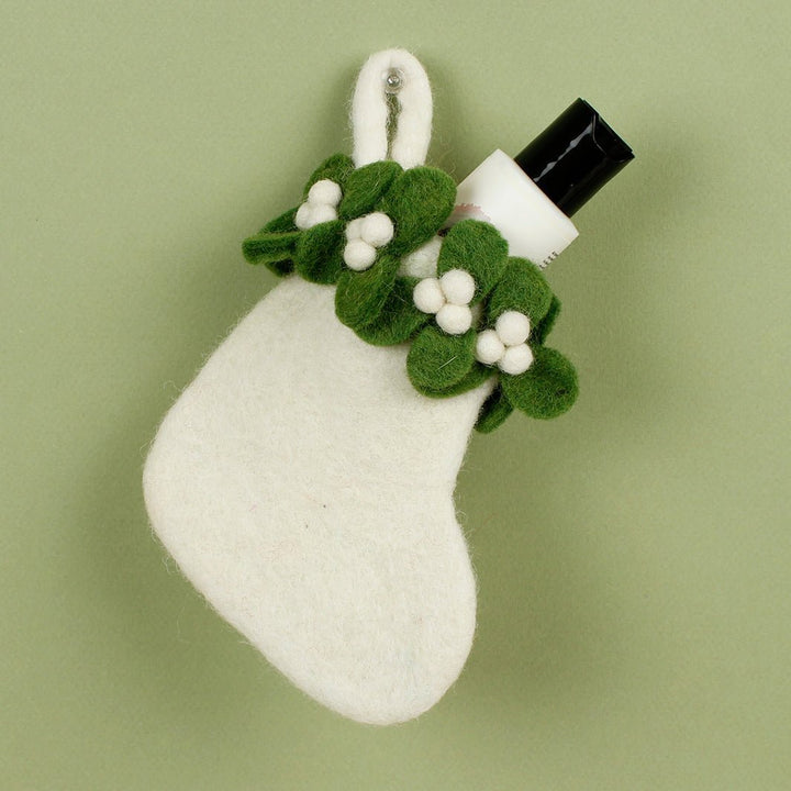 Mini Felt Christmas Stocking - Green Tulip