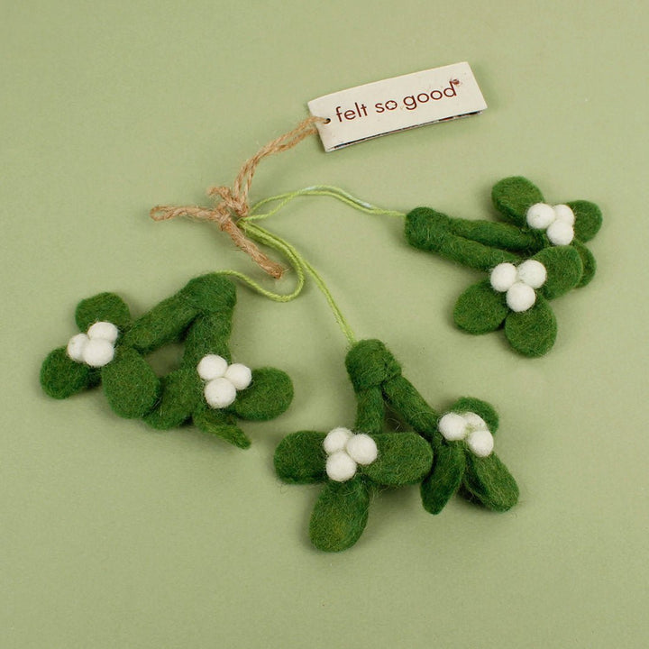 Mini Felt Mistletoe Sprig - Set of 3 - Green Tulip
