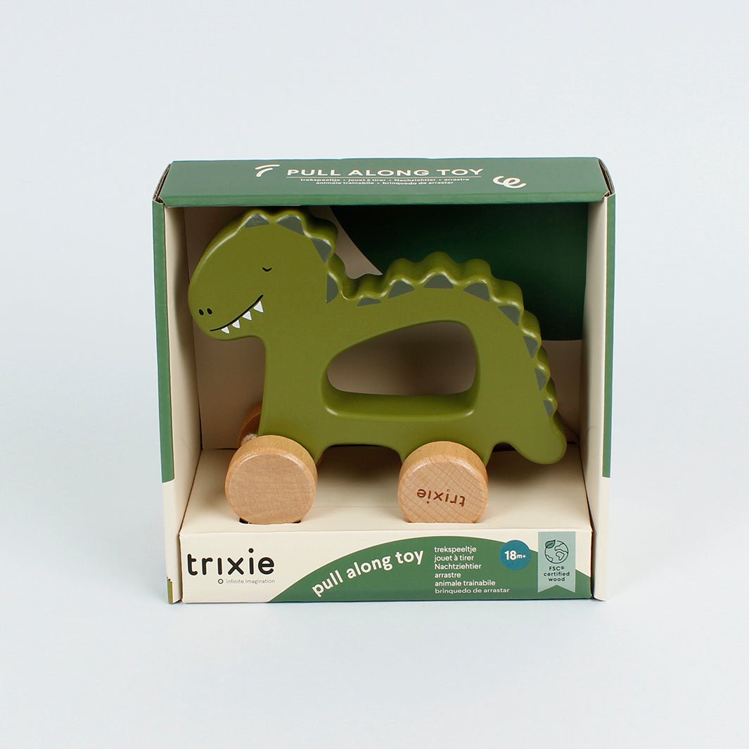 Mr Dino Wooden Pull Along Toy - Green Tulip