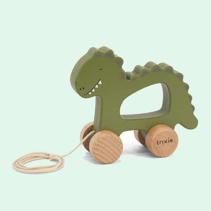 Mr Dino Wooden Pull Along Toy - Green Tulip