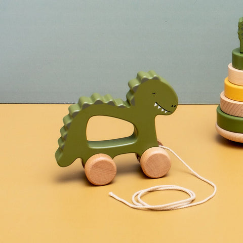 Mr Dino Wooden Pull Along Toy