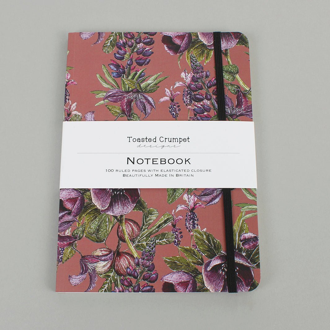 Mulberry Mauve A5 Notebook - Green Tulip