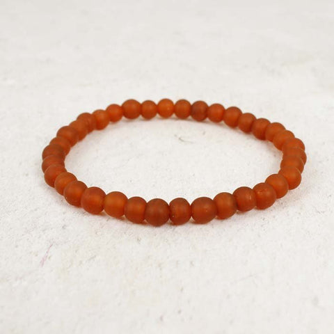 Nailo Translucent Recycled Glass Bead Bracelet - Amber Orange