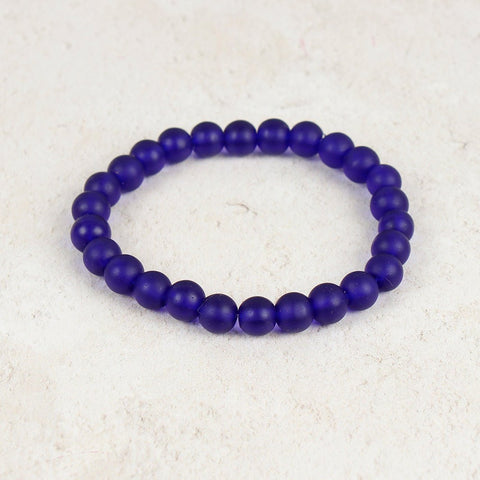 Nailo Translucent Recycled Glass Bead Bracelet - Cobalt Blue