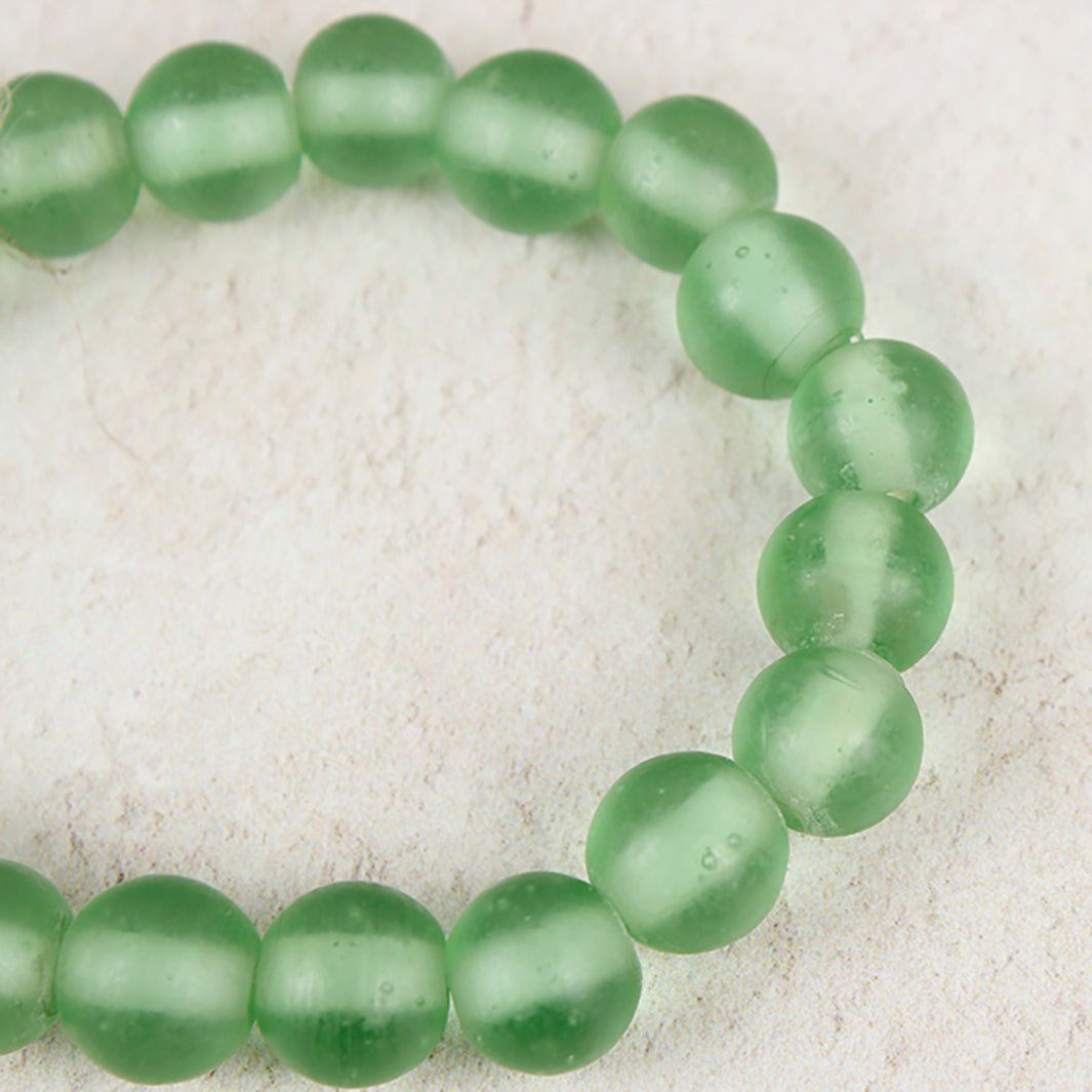 Nailo Translucent Recycled Glass Bead Bracelet - Sea Glass Green - Green Tulip